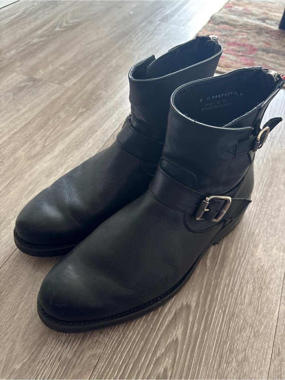Frye Brayden Engineer Leather Back Zip Ankle Boots Black Men's Size 8 D